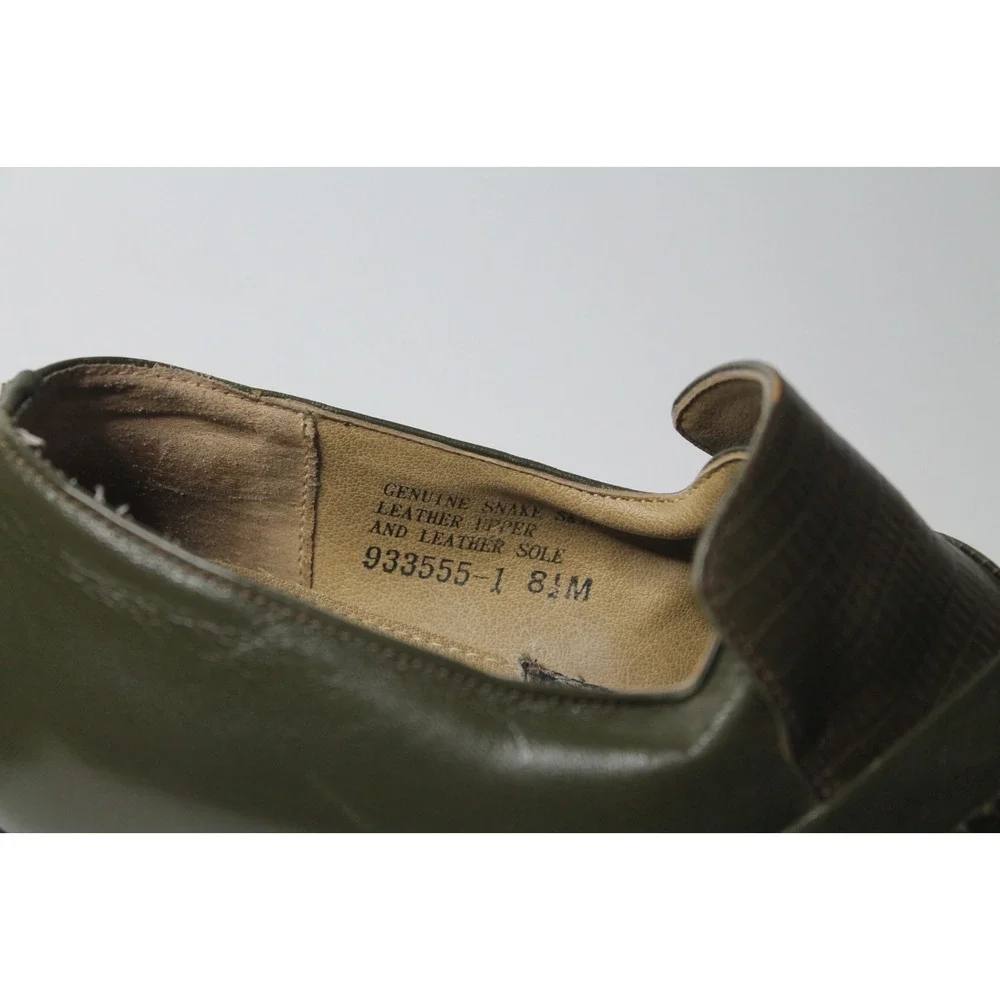 Giorgio Brutini Mens Size 8.5M Rare Green Genuine Snake Skin Loafers 933555-1